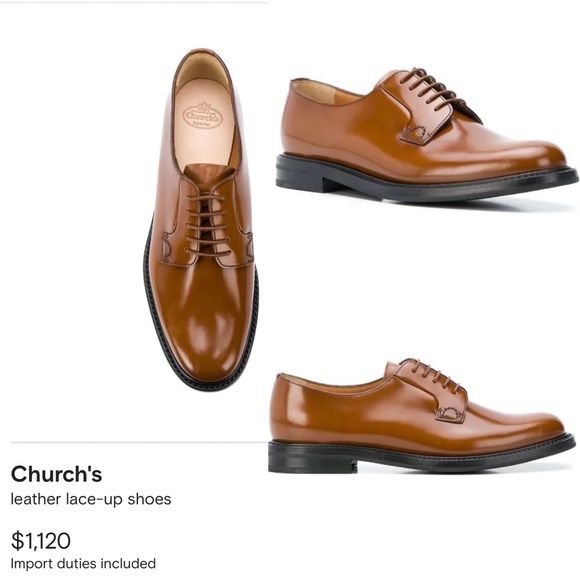 CHURCH’s “Shannon 2 Wr” Calfskin Derby Lace-Ups in Sandalwood Oxford Shoes 7.5 F - Picture 2 of 16